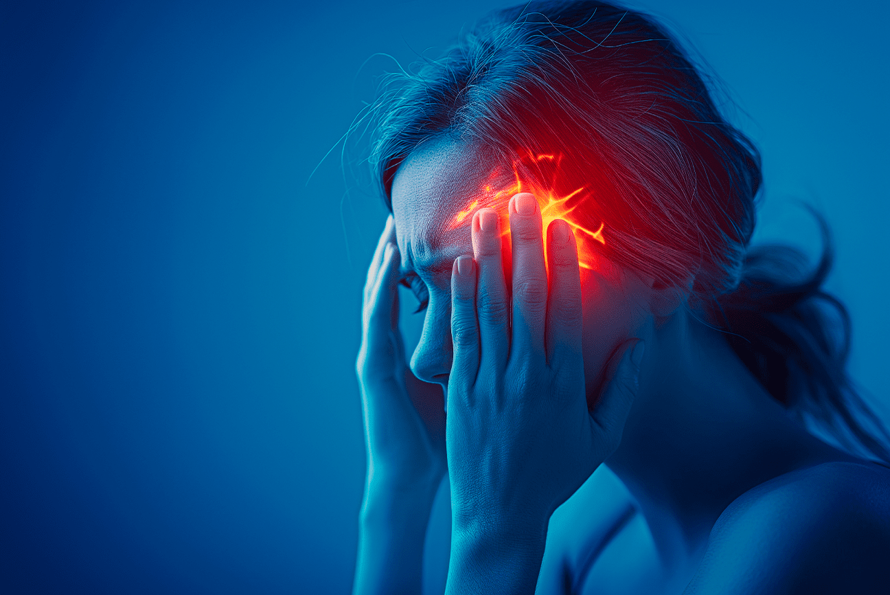 photo of woman having a migraine
